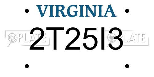 2T25I3 Virginia License Plate