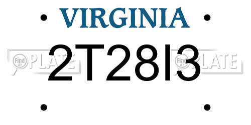 2T28I3 Virginia License Plate