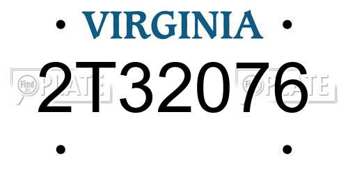 2T32076 Virginia License Plate
