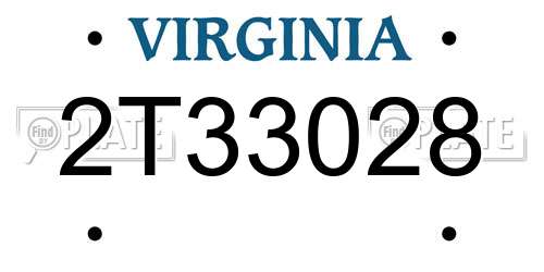 2T33028 Virginia License Plate