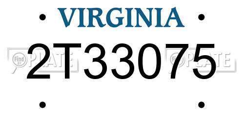 2T33075 Virginia License Plate