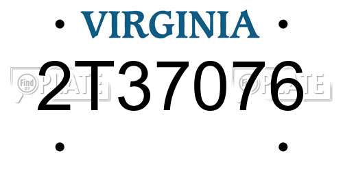 2T37076 Virginia License Plate