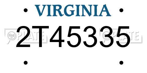 2T45335 Virginia License Plate