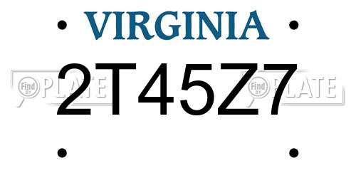 2T45Z7 Virginia License Plate