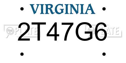 2T47G6 Virginia License Plate