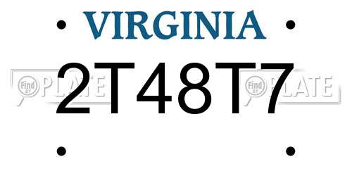 2T48T7 Virginia License Plate