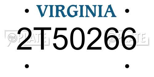 2T50266 Virginia License Plate
