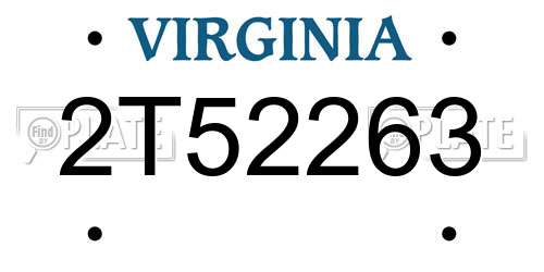 2T52263 Virginia License Plate