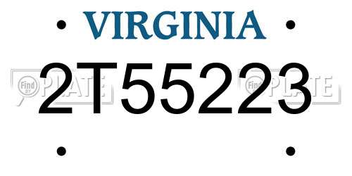 2T55223 Virginia License Plate
