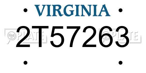 2T57263 Virginia License Plate