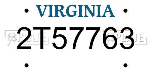 2T57763 Virginia License Plate