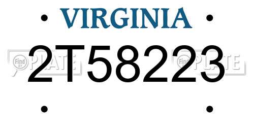 2T58223 Virginia License Plate