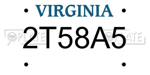 2T58A5 Virginia License Plate