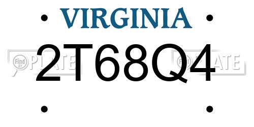 2T68Q4 Virginia License Plate