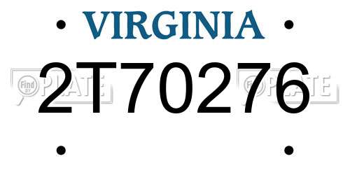2T70276 Virginia License Plate