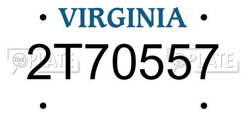 2T70557 Virginia License Plate