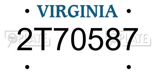 2T70587 Virginia License Plate