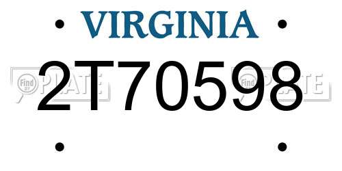 2T70598 Virginia License Plate