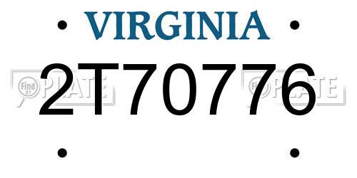 2T70776 Virginia License Plate
