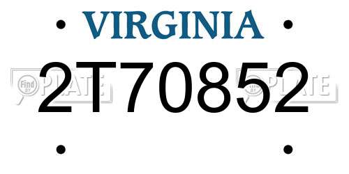 2T70852 Virginia License Plate