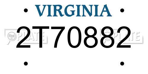 2T70882 Virginia License Plate