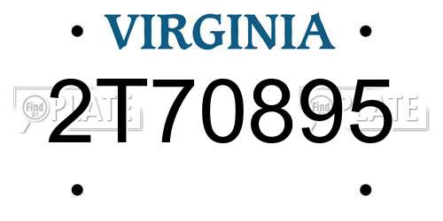 2T70895 Virginia License Plate