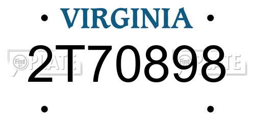 2T70898 Virginia License Plate