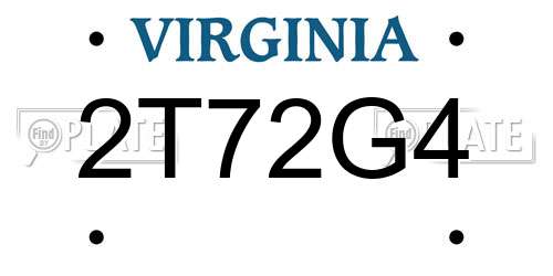 2T72G4 Virginia License Plate