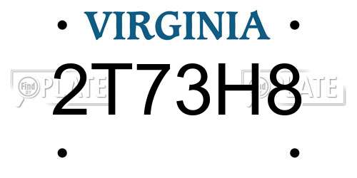 2T73H8 Virginia License Plate