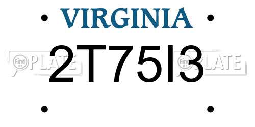 2T75I3 Virginia License Plate