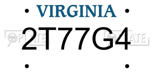 2T77G4 Virginia License Plate