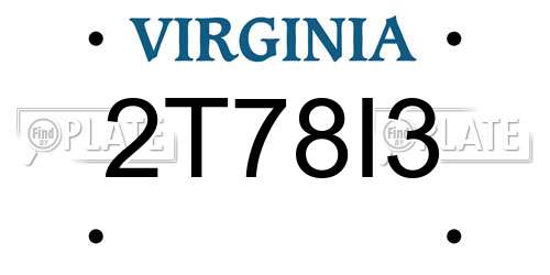 2T78I3 Virginia License Plate