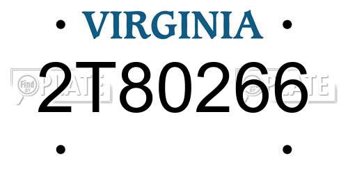 2T80266 Virginia License Plate