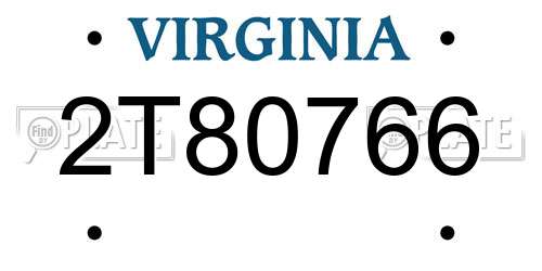 2T80766 Virginia License Plate