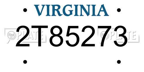 2T85273 Virginia License Plate