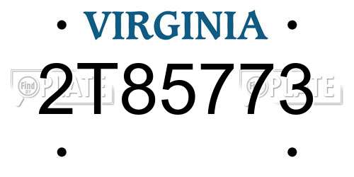 2T85773 Virginia License Plate
