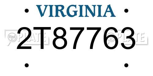 2T87763 Virginia License Plate