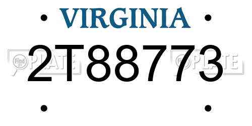 2T88773 Virginia License Plate