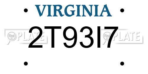 2T93I7 Virginia License Plate