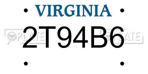 2T94B6 Virginia License Plate