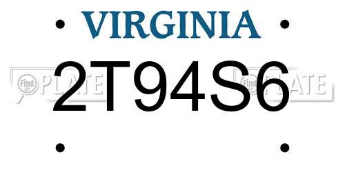 2T94S6 Virginia License Plate