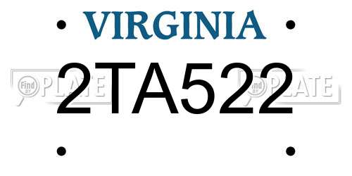 2TA522 Virginia License Plate