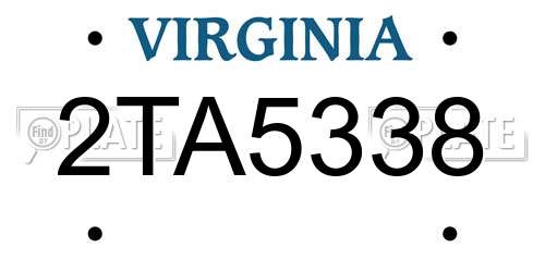 2TA5338 Virginia License Plate