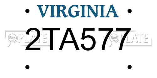 2TA577 Virginia License Plate