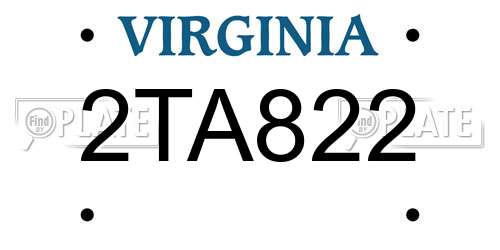 2TA822 Virginia License Plate