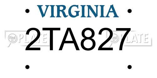 2TA827 Virginia License Plate