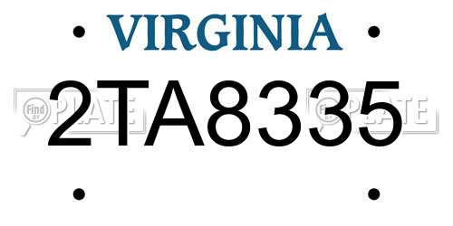 2TA8335 Virginia License Plate