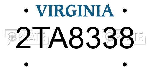 2TA8338 Virginia License Plate