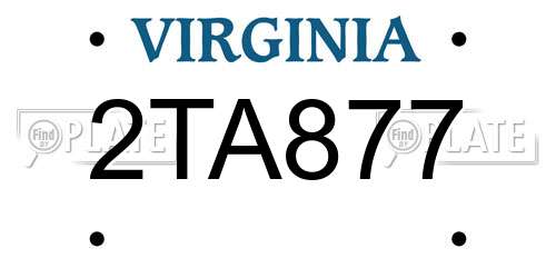 2TA877 Virginia License Plate