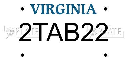 2TAB22 Virginia License Plate